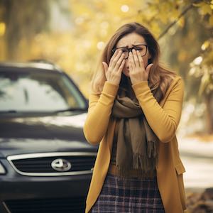 A woman suffering from post range anxiety shame.